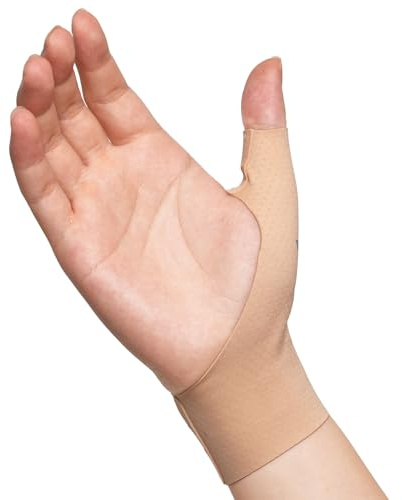 VELPEAU Elastic Thumb Wrist Support Brace (Pack of 2), Splashproof Compression Sleeve for Arthritis Pain, Tendonitis, Sprains, Sports, Splint Liner, Fits Left & Right Hands (Long Version - Khaki, Medium)