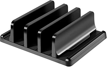 Vertical Laptop Stand Holder, Plastic Laptop Standing Desk Dock with Adjustable Dock Size, Space-Saving, Desktop Cradle Holder for Desk Organizers and Storage (Three slots)