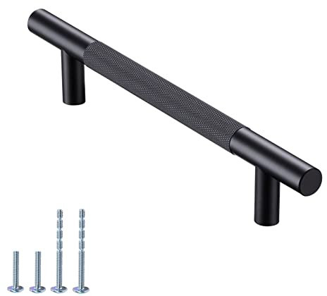 AITITAN 10 Pack Black Cupboard Handles - 160mm Hole Centers (212mm Length) Black Kitchen Handles, Black Door Handles and Wardrobe Door Handles, Matte Black