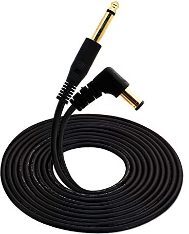 Disscool Tattoo Clip Cord Gold-plated Cable, 6.35mm to 5.5X2.1mm 90 Degree OD 2.2 Connector Silicone Cables for Tattoo Pen, Rotary Tattoo Machine(Black/1.8M)