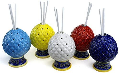 DLM Bomboniere Profumatore Pomo Pumo Pugliese Pigna Colorata Portafortuna Lampada Lume LED Porcellana Matrimonio Nozze (12x9x9 cm)