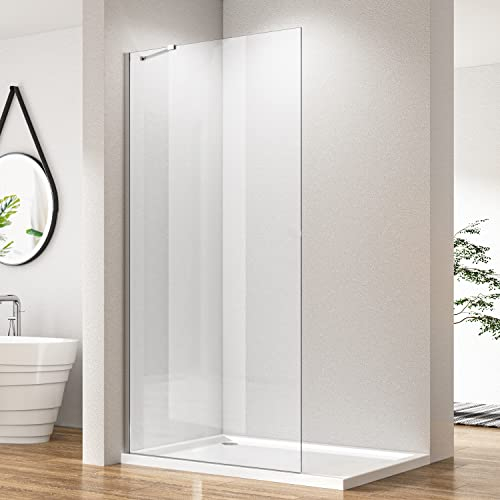 Walk-in Duschkabine Seitenwand 90cm Walk in Duschwand fester Segment Sicherheitsglas, Silber Begehbare Duschabtrennung mit 6mm ESG Glas, Duschtrennwand Höhe 185cm