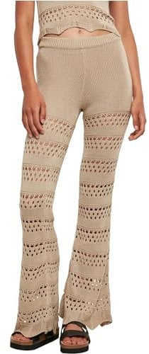 Urban Classics Damen Leggings Ladies Flared Crochet Knit Leggings softseagrass 3XL
