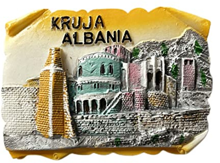 Kruja Albania 3D-Kühlschrankmagnet, Souvenir-Geschenk, Harz, handgefertigt, Kruja-Kühlschrankmagnet, Heim- und Küchendekoration, Kollektion