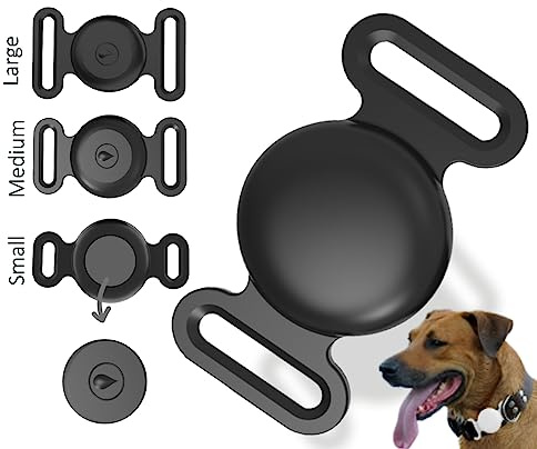 Silikon-AirTag-Hülle für Hunde- und Katzenhalsbänder, wasserdicht, leicht, flexibel, AirTag-Halterung, Befestigung mit Welpenschlaufe, Schultaschengurten (groß, schwarz)