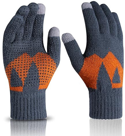 AovYoo Invierno caliente pantalla táctil guantes de punto silicona antideslizante hombres y mujeres equitación correr deportes al aire libre guantes, gris pálido, Talla única