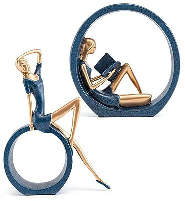 KGADRX Kreis Yoga Mädchen lesen Figur Desktop Skulptur Statue Geburtstagsgeschenk Moderne Kunst Ornamente für Wohnzimmer Arbeitszimmer Home Decor für Wohnzimmer