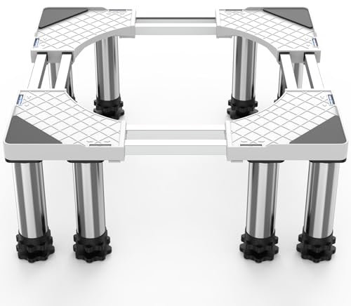 SEISSO Mini Fridge Stand Height 7-8.6 Large Adjustable Universal Washing Machine Stand (Steel Dual-Tube) with 8 Stainless Steel Feet , Max Load 992 LB. Suitable for Refrigerators, Washer and Dryers.