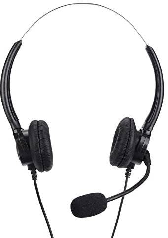 ASHATA RJ9-Telefon-Headset, Schnurgebundener, Binauraler Telefonkopfhörer mit Rauschunterdrückungsmikrofon für Den Callcenter-Kundendienst, Schnurgebundener, Binauraler Kopfhörer mit