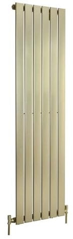 Milano Alpha Brushed Brass Vertical Single Flat Panel Radiator - 1600mm x 450mm