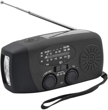 Notfall-Handkurbelradio mit LED-Taschenlampe für Notfälle, tragbares AM/FM-NOAA-Wetterradio, Dynamoradio mit 2000-mAh-Powerbank, Telefonladegerät, USB-Aufladung und Solarstrom für Camping-Notfälle