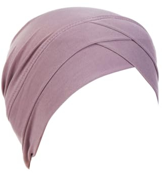 ihreesy Weiche Bandana-Turban-Mütze, Hijab-Crossover-Schal für Damen Einfarbig Untertuch Muslimah-Schal Turban-Kappe,Lila