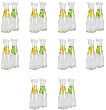 Bdfhjln Lot de 20 Carafes à en Plastique de 1 Litre avec Couvercles Blancs à Rabat - Pichets Incassables Recyclables et de Qualité Alimentaire - Pot à Jus
