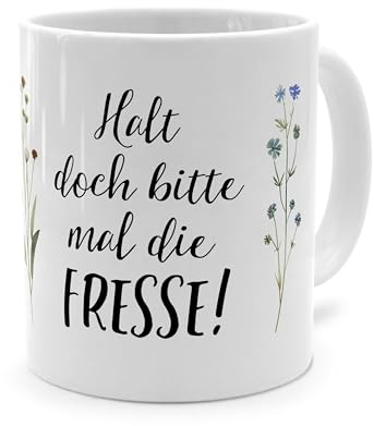 printplanet® - Tasse mit Spruch „Fresse“ - Sprüchetasse, Kaffeebecher, Kaffeetasse mit Spruch - Farbe Weiß