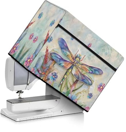 Uorisanigo Libelle Nähmaschinen-Abdeckung mit Taschen, schützender Staubschutz für die meisten Standardmaschinen, extra Zubehör
