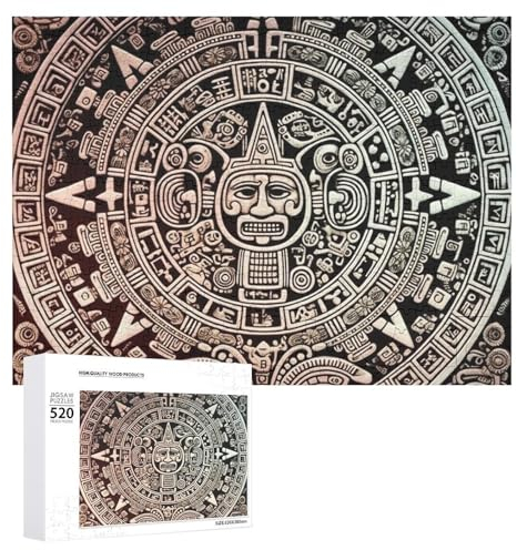 Puzzle für Erwachsene, Maya-Kalender, herausforderndes Spiel mit Buchstaben auf der Rückseite, personalisiertes Puzzle, perfekt für Spielabende, Heimdekoration, Geschenk