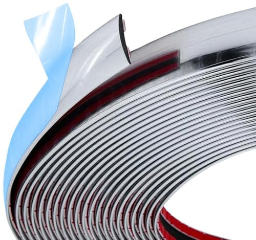 Chrom Zierleiste, Zierleiste Selbstklebend, Universelle Chromverkleidung, Universal Chromzierleiste für Auto Karosserie Fenster Außen Dekoration (6mm x 12 m)