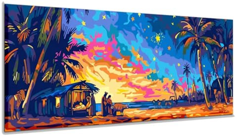 Malen Nach Zahlen Erwachsene Krippe Malen Nach Zahlen Erwachsene Leinwand 60 x 150 cm, Malen Nach Zahlen Paint By Numbers Adult Ölgemälde Mit 3-Pinseln Und Acrylfarbe Malerei Kits, Ohne Rahmen yf595