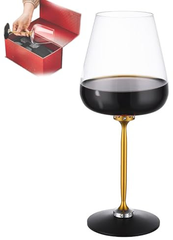 MXHACD Calici Rotanti, Bicchiere da Vino Rotante, Aeratore per Vino Rotante con Rotazione A 360 Bicchieri da Vino A Stelo Lungo per Gli Amanti del Vino(Color:Oro)