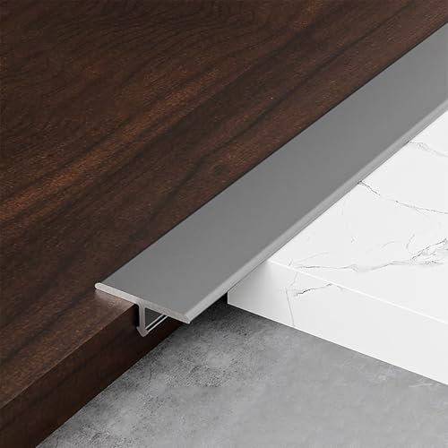 Raouoae Übergangsprofil 3 Stück*90cm Übergangsschiene Aluminium-T-Profil Arbeitsplatten Verbindungsschiene Übergangsleiste Laminat for Verbinden Von Böden Gleicher Höhe(Pistolengrau,Breite 8 mm)