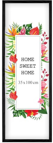 MG Design Bilderrahmen 35 x 100 cm - Farbe Schwarz, aus Holz, mit Acrylglas - zum vertikalen oder horizontalen Aufhängen, ohne Hintergrund, für Fotos, Poster, Puzzles