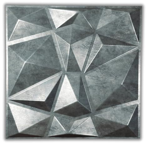 Eurodeco Lot de 12 panneaux muraux en plastique PVC, 3 m², aspect 3D, 50 x 50 cm, pour salle de jeu, plafond, bronze rouille D094