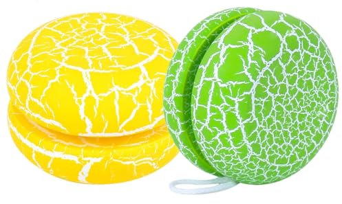 Hölzerne Yoyo Ball, Holz-JoJo für Kinder, Karikatur YoYo Balls, DIY Spielzeug für Party Gastgeschenke (Gelb + Grün)