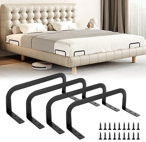 APKOL 4 Stück Matratzenhalter Gegen Verrutschen, Matratzen Stabilisator, Matratzenhalter,Matratzen-Haltestange,Matratzen-Gleitstopper,rutschfeste Bett-Matratzen-Halterung, Langlebige Metalle,Schwarz
