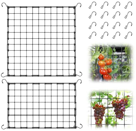 Scrog Netz 120x60+120x120, 2 Stück Grow Pflanzennetz, Grow Zelt Netz, Elastische Spaliernetz, Stark und Elastisch, mit 16 S-Haken, für Pflanzenfür Gemüse Früchte Blumen