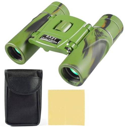 Fernglas für Kinder, Feldstecher 8x21 Starke Vergrößerung mit Tasche, Kompakt Wasserdicht Feldstecher Prisma BAK-4 für Vogelbeobachtung Reisen Konzerte Theater Camping Sport