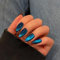 Dark Blue Cat Eye False Nails, SXVME Glitter Press on Nails Medium Almond, Sparkly Shiny Black Fake Nails Natural, Cute Bling Acrylic Nails for Women Daily Wear, 30 Pcs
