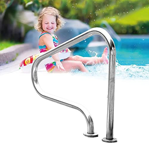 QLSABIA Pasamanos para Piscina Pasamanos de Acero Inoxidable para Piscinas enterradas, Pasamanos de Escalera de 31 Pulgadas con Accesorios de Montaje,