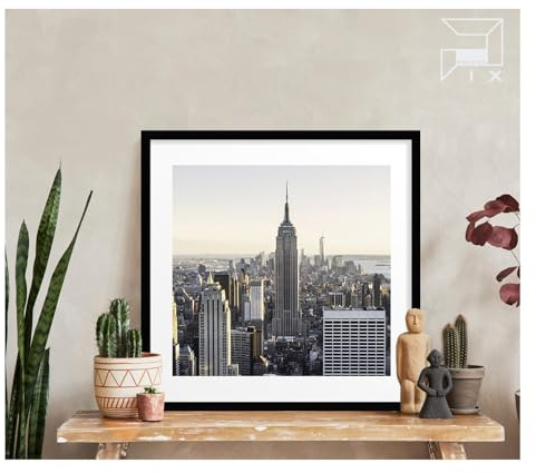 Pix FRAMES Bilderrahmen 25x25 cm - Holz Fotorahmen - Schwarz | Holzbilderrahmen mit Plexiglas - Bilderrahmen Holz zum Aufhängen - Wooden Picture Frame - Photo Frame zum Aufstellen