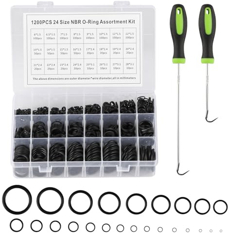 1200 PzGuarnizioni in Gomma, Guarnizioni O-Ring in Gomma Assortimento Kit, Rondelle Guarnizione O Ring Guarnizioni O'ring, Anelli di Tenuta per Riparazione Rubinetti Idrauliche Idraulici