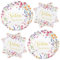 WenmthG 40 Stück Servietten Pappteller Hochzeit Deko - Blumen mit Spruch Schön dass du da bist - Servietten 3-Lagige weich, Pappteller wasserdicht - Tischdeko für Hochzeit, Frühling, Taufe, Sommer