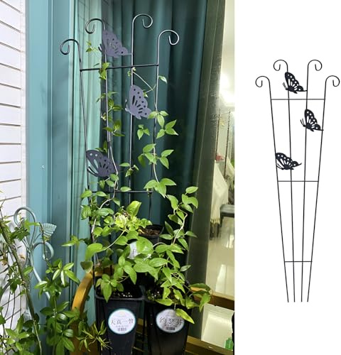 90cm Fan-Shaped Garden Trellis - Rust-Resistant Climbing Support for Potted Plants Roses Tomatoes Vegetables & Flowers - Indoor/Outdoor Decorative Arbor