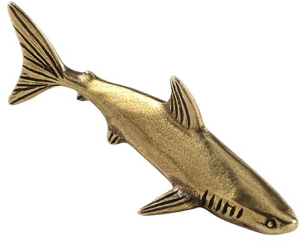 TOPPERFUN Retro Messing Mini Hai Skulptur Langlebige DIY Tierfigur Kompakte Tischdekoration Vintage Haifisch Ornament für Garten Büro Geschenk zu Geburtstag und Jubiläum