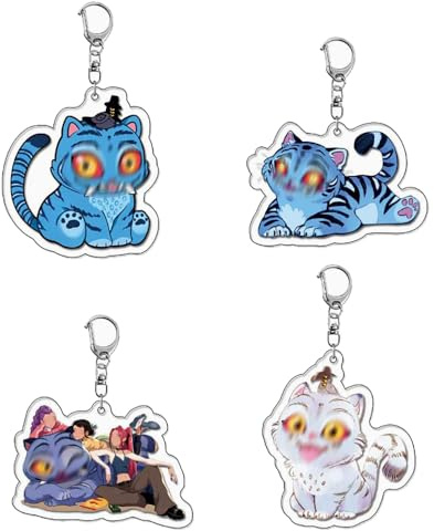 CAREOR Lot de 4 porte-clés K-pop, fans des chasseurs Zoey Saja - Fournitures de fête d'anniversaire - Pendentifs pour sac à bandoulière et sac à dos
