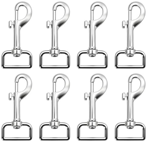 8 Stück Karabinerhaken Mit Drehgelenk, 75 mm Länge Karabiner Hundeleine Zinklegierung, Karabinerhaken Schlüsselanhänger Robuster für Hundeleine Hängematte(Silber)