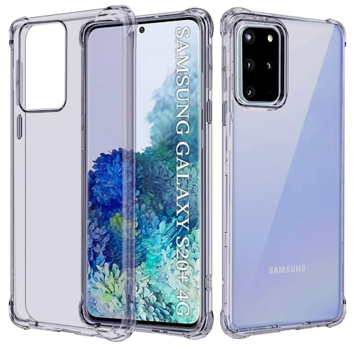 Techsuit für Samsung Galaxy S20 Plus 4G, S20 Plus 5G Hülle mit Soft Touch, Vergilbungsfrei Material, Stoßfest, Luftkissen Ecken, Kabelloses Laden Kompatibel, Shockproof Clear Silicone, Rauchschwarz