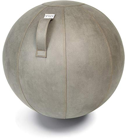 VLUV BOL VEEL Sitzball, ergonomisches Sitzmöbel für Büro und Zuhause, Farbe: Schlamm (Mittelgrau antik), Ø 60cm - 65cm, Bezug aus Mikrofaser-Kunstleder, robust und formstabil, mit Tragegriff