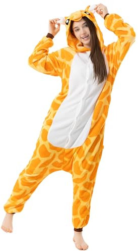 Katara 1744 -Giraffe Kostüm-Anzug Onesie/Jumpsuit Einteiler Body für Erwachsene Damen Herren als Pyjama oder Schlafanzug Unisex - viele Verschiedene Tiere