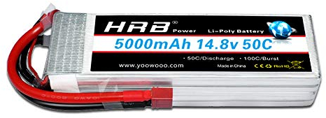 HRB 5000mAh 14.8V 50C 4S Lipo Akku Pack for FPV Racing Quadcopters Diverse Racing Cars Helikopter Flugzeuge und Modellboote (Deans T Stecker)