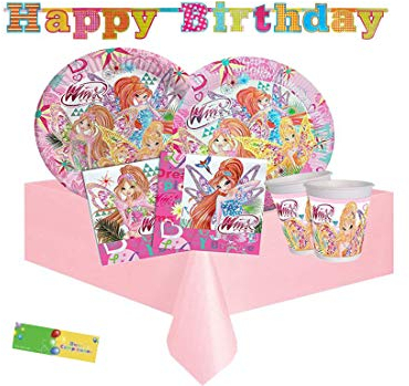 IRPot - KIT N 13 COORDINATO COMPLEANNO WINX BUTTERFLIX CON GHIRLANDA ADDOBBI