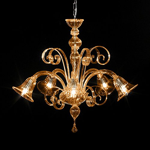 Cristalleria Murano Napoli Kronleuchter 5-armig orange
