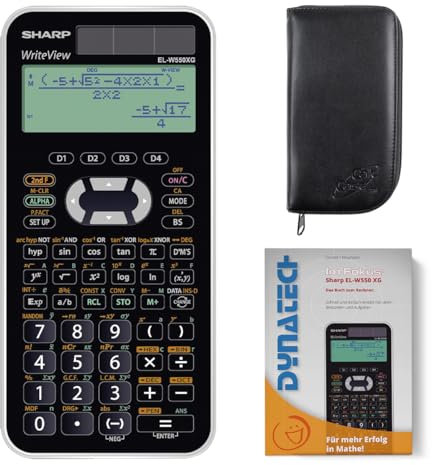Sharp EL-W550 XG - SET Taschenrechner inklusive schwarzer CalcCase Schutztasche + Arbeitsbuch: Im Fokus II (ausführliche Bespiele und Erklärungen)