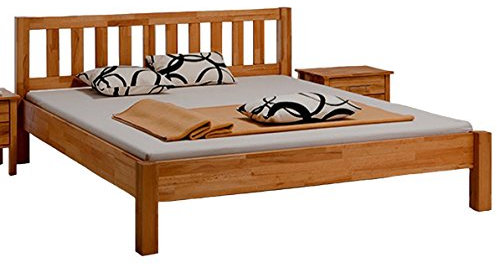 Vaja Massivholzbett Kernbuche geölt mit Kopfteil 100x200