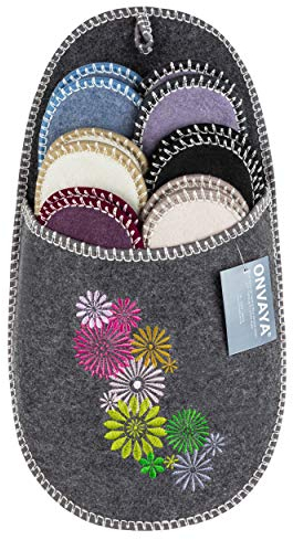 ONVAYA ABS Gästepantoffel | Blumen | 6er Set | Antirutsch | Hausschuhe | Filzpantoffel | Gr. 36-45