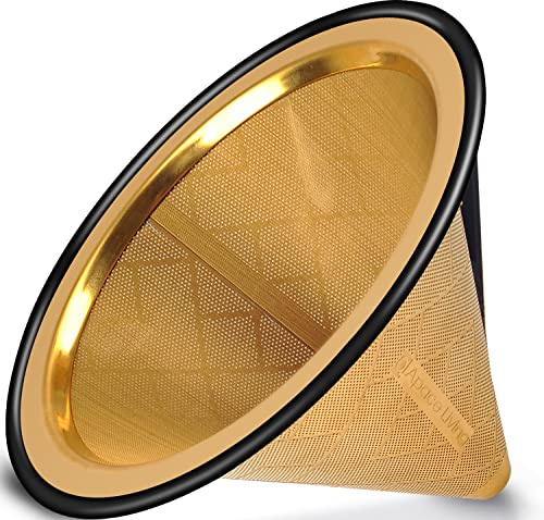 Kaffeefilter Edelstahl kompatibel mit Chemex Hario Bodum & andere Kaffeebereiter - Wiederverwendbarer Handfilter Kaffe Pour Over - Kaffeetropfer mit breiter Metallbasis – Papierloser Permanentfilter