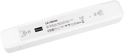 HuaTec LED Trafo 24V 150W Ultra Slim Flickerfree für LED Streifen Möbeleinbau Konstantspannung Flach LED Netzteil Driver Treiber Transformator
